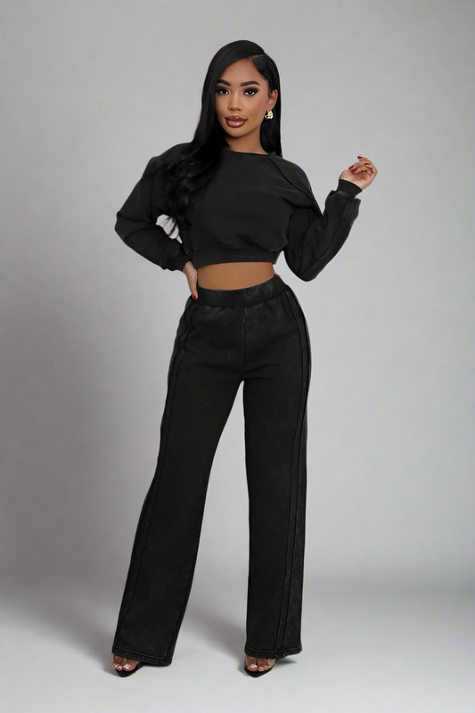 Mineral Wash Cropped Sweatsuit